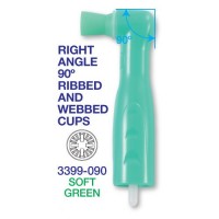 Disposable Prophy Angle Soft Cup Green with 90 degree Right Angle - 100/Box